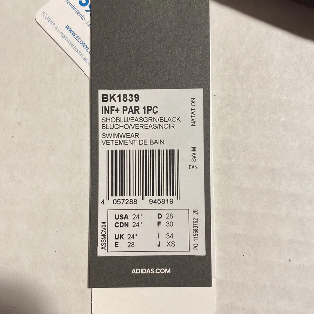 Adidas Swimsuit, size 24 (US), Blue/Black - Picture 6 of 6